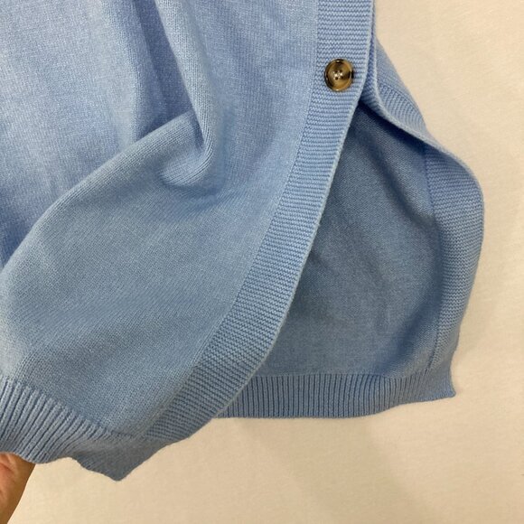 New Ann Taylor size M/L Light Blue V-Neck Button Soft Knit Poncho Sweater - Picture 8 of 11